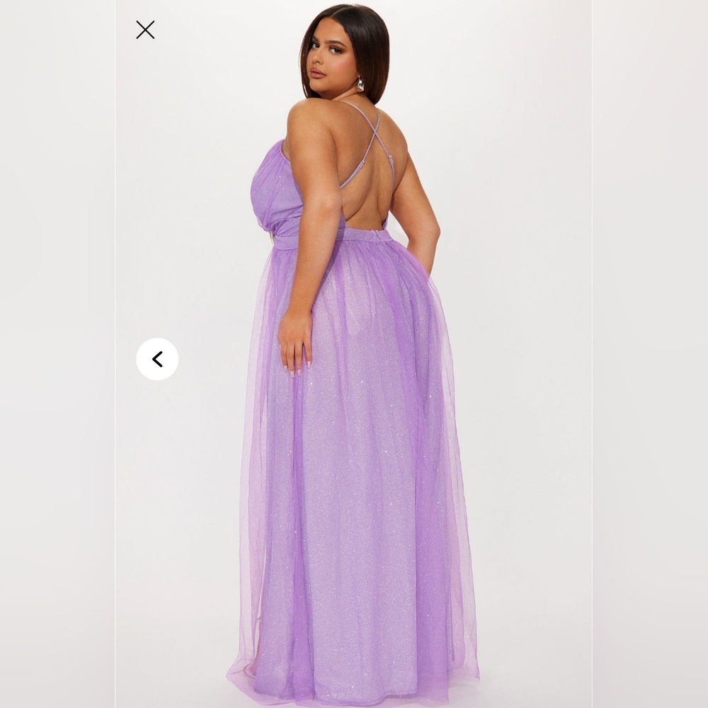 Fashion Nova Glitter Purple Backless Halter Gown - Worn Once For My Baby Shower